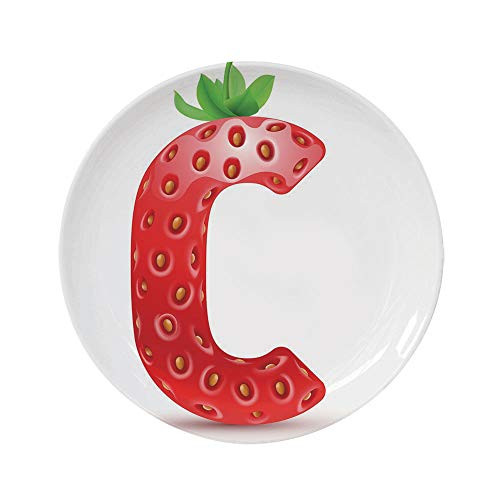 Ylljy00 Letter C 6" Dinner Plate,Strawberry Letter from Alphabet with Green Leaves Seeds Uppercase C Decorative Ceramic Decorative Plates,Dining Table Tabletop Home Decor,Vermilion Green Orange Ylljy00 Letter C 6" Dinner Plate,Strawberry Letter from Alphabet with Green Leaves Seeds Uppercase C Decorative Ceramic Decorative Plates,Dining Table Tabletop Home Decor,Vermilion Green Orange