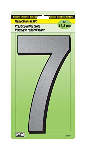 Hy-Ko 6 in. Reflective Black/Silver Plastic Number 7 Nail-On 1 pc. - Case of- 5- Each Pack Qty- 1