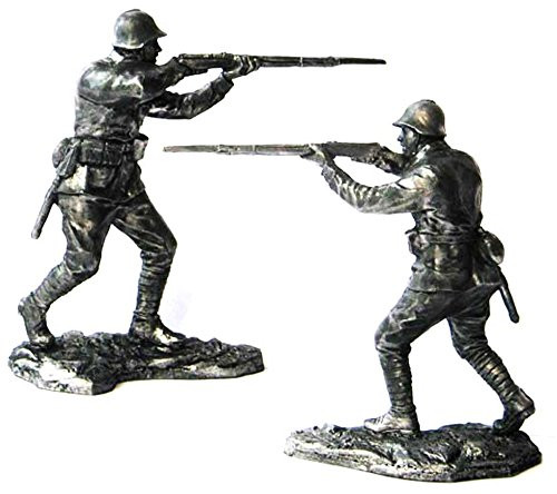 Military-historical miniatures WWII Private Infantry 1941-43 USSR Tin Metal 54mm Action Figures Toy Soldiers Size 1/32 Scale for Home Decor Accents Collectible Figurines Item P71