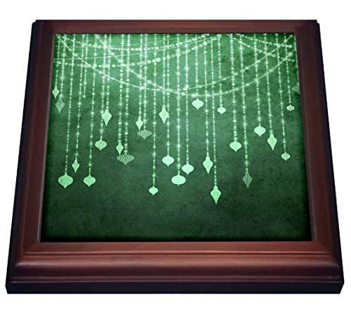 3dRose Pretty Image Of String Light Ornaments On A Green Background - Trivets -trv-340263-1-