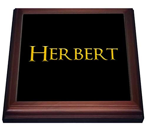 3dRose Herbert famous man name in the USA. Yellow on black talisman - Trivets -trv-327986-1-