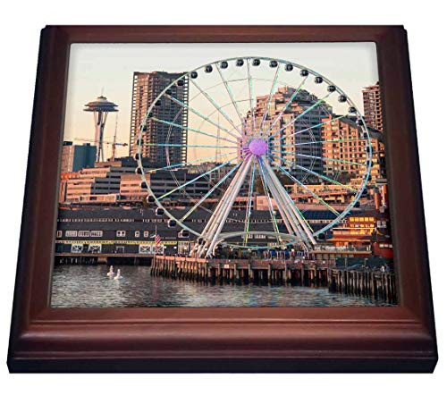 3dRose USA, WA, Seattle Great Wheel brightly lit. - Trivets -trv-332988-1-