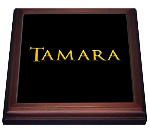3dRose Tamara favored female name in the USA. Yellow on black charm - Trivets -trv-338983-1-