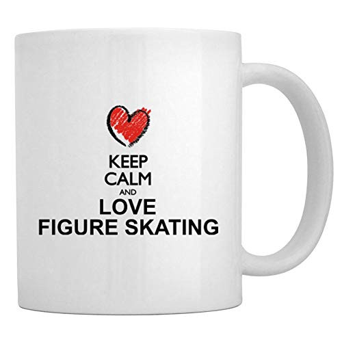 Teeburon Keep calm and love Figure Skating chalk style Mug 11 ounces ceramic