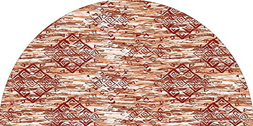 Native American Decorative Arched Window Film, Tribal Aztec Folk Triangle Figures on Grunge Watercolor Background Decorative Self Static Adhesive Cling for Perfect Half-Round Arch Windows, 32 inches