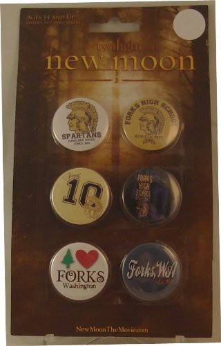 Twilight Saga New Moon 6 Piece Button Set Forks High School Spartans