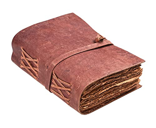 Leather Journal  Vintage Leather Journal  Book of Shadows- Leather Bound Journal  Leather Sketchbook  Antique/Vintage Deckle Edge Handmade Paper of 200 GSM  10 X 7 inches-Beetroot -Red Brown-