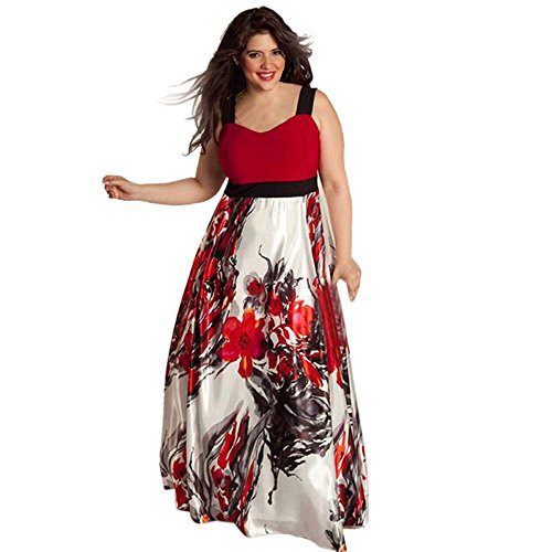 KYLEON Women's Summer Plus Size Bohemian Floral Printed Wrap O Neck Sleeveless Beach Party Maxi Sundress Evening Dress KYLEON Women's Summer Plus Size Bohemian Floral Printed Wrap O Neck Sleeveless Beach Party Maxi Sundress Evening Dress