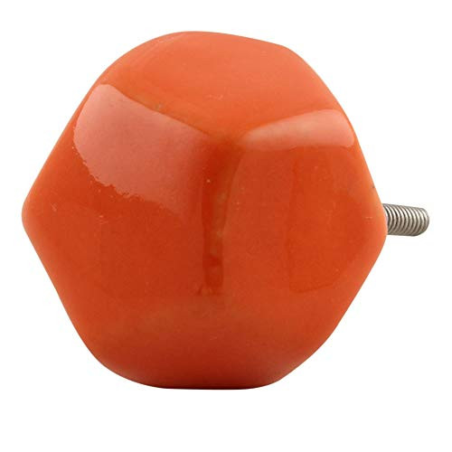IndianShelf 4 Piece Handmade Orange Ceramic Solid Dresser Knobs Drawer Cabinet Door Kitchen Wardrobe Pulls Handles