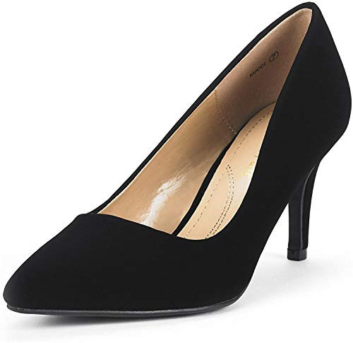 DREAM PAIRS Women's KUCCI Black Suede Classic Fashion Pointed Toe High Heel Dress Pumps Shoes Size 8 M US