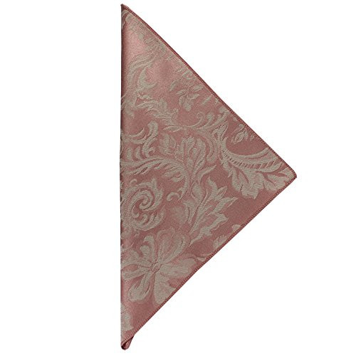 Ultimate Textile -1 Dozen- Miranda 17 x 17-Inch Damask Cloth Napkins English Rose Pink