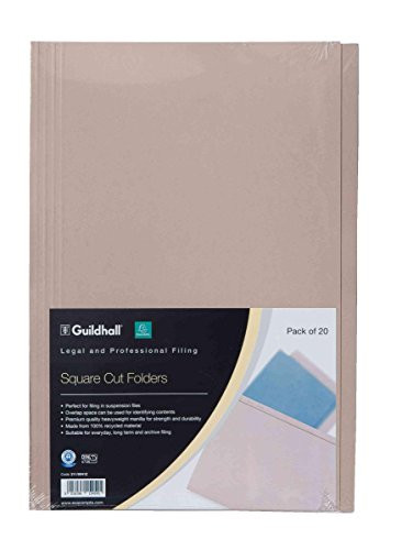 Guildhall 315 GSM Square Cut Folder, Buff, Pack of 20