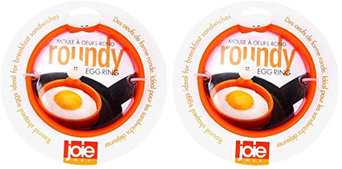 MSC International FBA-50600 50666 Joie Eggy 3.5" Non-Stick Silicone Compact Egg Ring with Folding Handle, Orange.2 Count, Limited edition