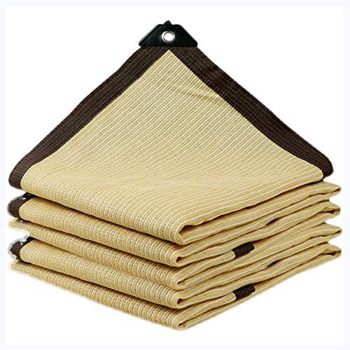 ZWYSL Sunblock Shade Cloth Beige Outdoor Shades Net, Encrypted Thick Sunscreen Heat Insulation Net, for Balcony Courtyard Swimming Pool, 19 Sizes -Color - Beige, Size - 2x1m-