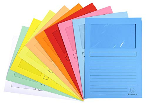 Exacompta Super Pack of 10 A4 Folder Window for 22 x 31 cm 22 x 31 Mixed Colours