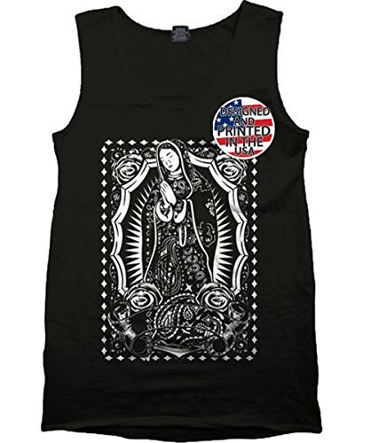 Virgin Mary Tank Top Gym Workout Muscle T Shirt Urban Wear Virgen de Guadalupe Black