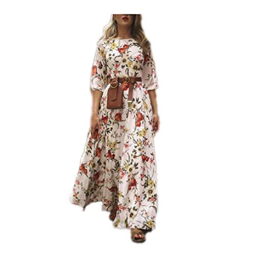 Kytrun Womens Boho Summer Long Dress Floral Maxi Dress Party Evening Summer Beach Sundress White S Kytrun Womens Boho Summer Long Dress Floral Maxi Dress Party Evening Summer Beach Sundress White S