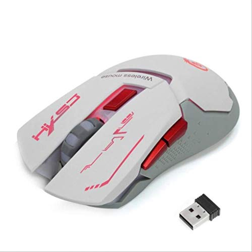 ZQCM Gaming Mouse 2.4G Wireless Mouse Optical Mouse USB, DPI Adjustable Mouse Support Daily Office and Games, White, 6 Key