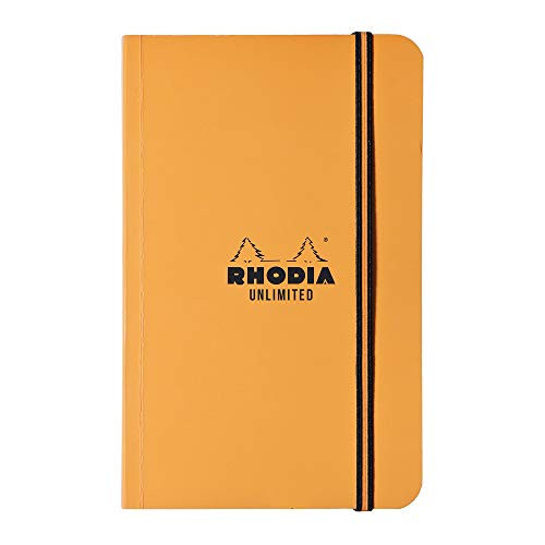 Clairefontaine Rhodia Unlimited Elastic Notebook 120 Ruled Pages, 9 x 14 cm Orange
