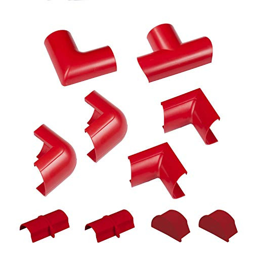 D-Line Mini Cable Trunking Clip-Over Accessory Multipack, Join Multiple Lengths of 30x15mm Mini Cable Cover, 10 Piece Electrical Trunking Accessory Multipack - Red
