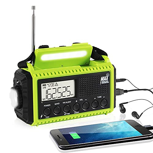 Emergency Radio Hand Crank Solar Weather Radio, 5000mAh AM/FM/Shortwave/NOAA Weather Alert Radio Portable for Home and Survival with LCD Display, USB Charger, Dimmable Flashlight, Reading Lamp and SOS Emergency Radio Hand Crank Solar Weather Radio, 5000mAh AM/FM/Shortwave/NOAA Weather Alert Radio Portable for Home and Survival with LCD Display, USB Charger, Dimmable Flashlight, Reading Lamp and SOS