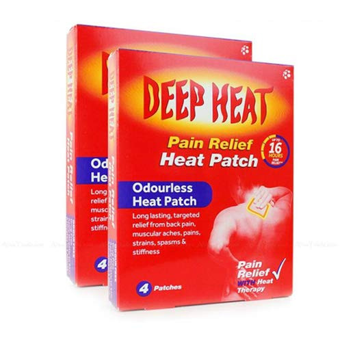 Deep Heat Odourless Patch Muscle XL Back Pads Pain Relief - Pack of 2 x 4 Patches