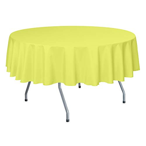 Ultimate Textile 72-Inch Round Polyester Linen Tablecloth Lemon Yellow