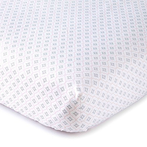 Levtex Baby Elise Grey and Pink Floral Collection Print Fitted Crib Sheet