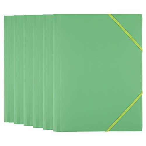 D.RECT Elasticated Folder with Elastic Band and Elastic Band Green Pack of 6