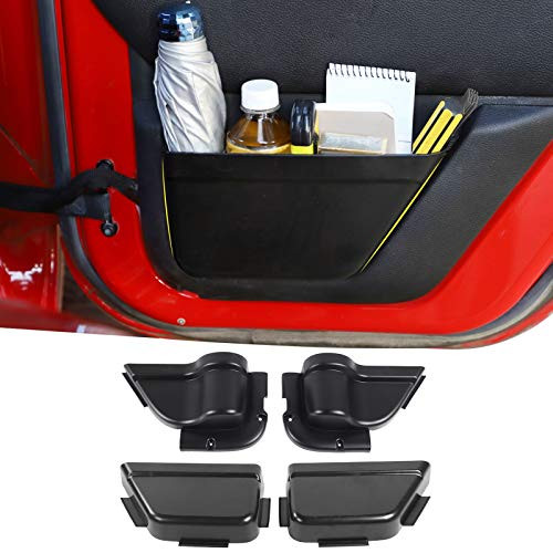 RT-TCZ Front Rear Door Storage Pockets Door Side Insert Organizer Box for Jeep Wrangler 2011-2018 JK JKU 4 Door Interior Storage Expansion Accessories Black 4PCS