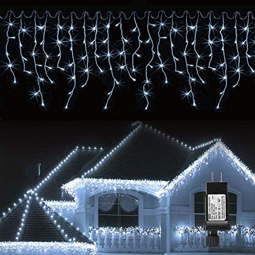LED Icicle Lights Outdoor, 32.8ft 400 LED Icicle Christmas Lights with Timer, Memory Function, Waterproof, Connectable Eaves Curtain Fairy String Lights Cool White for Christmas, Thanksgiving, Easter LED Icicle Lights Outdoor, 32.8ft 400 LED Icicle Christmas Lights with Timer, Memory Function, Waterproof, Connectable Eaves Curtain Fairy String Lights Cool White for Christmas, Thanksgiving, Easter