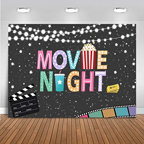 Mocsicka Popcorn Movie Night Birthday Party Backdrop String Lights Stars Movie Party Banner Vinyl Rustic Lights Movie Night Photography Background Photo Studio Props -6x4ft- Mocsicka Popcorn Movie Night Birthday Party Backdrop String Lights Stars Movie Party Banner Vinyl Rustic Lights Movie Night Photography Background Photo Studio Props -6x4ft-