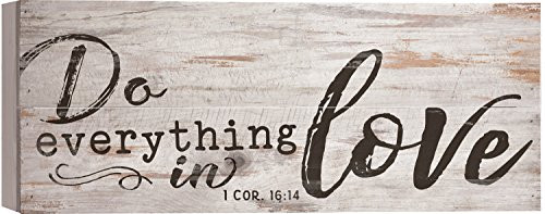 P Graham Dunn Do Everything In Love White Wash 17 x 7 Inch Solid Pine Wood Boxed Pallet Wall Plaque Sign Multicolor