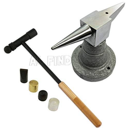 Jewellers Tools Large Mirror Finish Horn Anvil Steel doming dapping Chasing  and  6 Part Hammer Tool