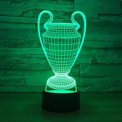 Onmyfly 3D Night Light Lamp 3D Football Cup Trophy Lamp 7 Colors Changing 3D Led Night Light Touch Button USB Baby Bedroom Sleep Luminaria Light