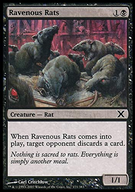 Magic The Gathering - Ravenous Rats -171/383- - Tenth Edition Magic The Gathering - Ravenous Rats -171/383- - Tenth Edition