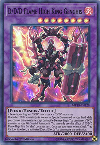 Yu-Gi-Oh - D/D/D Flame High King Genghis - MP19-EN229 - Super Rare - 1st Edition - 2019 Gold Sarcophagus Tin Mega Pack