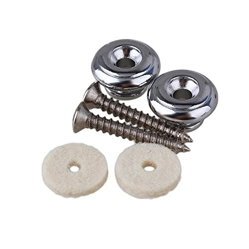Pair Chrome Mushrooms head Guitar Strap Buttons Strap pin