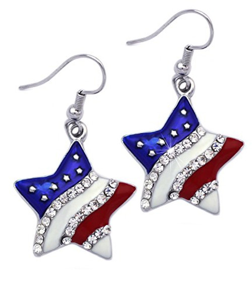 cocojewelry 4th of July USA American Flag Patriotic Red Blue Star Earrings Jewelry cocojewelry 4th of July USA American Flag Patriotic Red Blue Star Earrings Jewelry