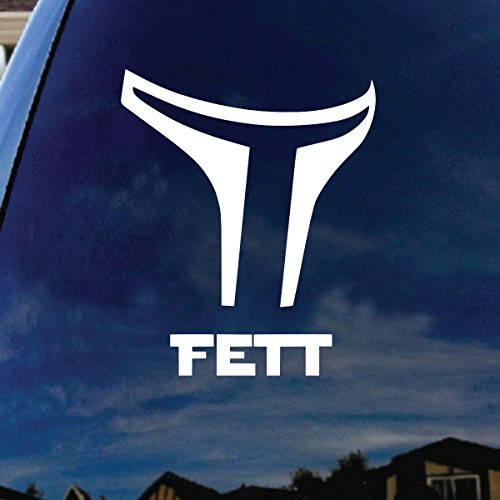 SoCoolDesign Boba Helmet Fett Star Silhouette Car Window Vinyl Decal Sticker 6" Tall -White-