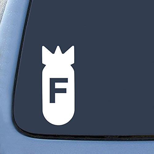 F Bomb Sticker Decal Notebook Car Laptop 5.5" -White-