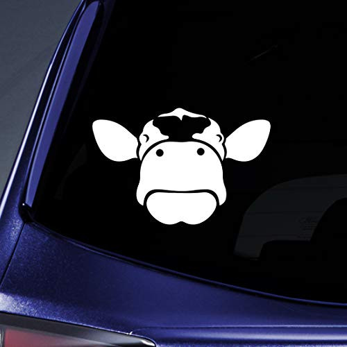 Bargain Max Decals Cow Face Silhouette Sticker Decal Notebook Car Laptop 5.5" -White-