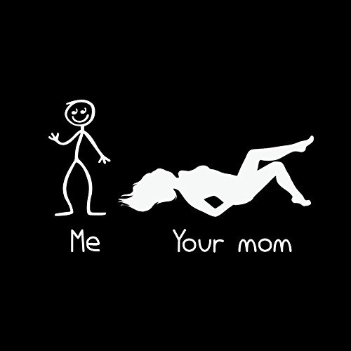 Stick Figure Family Funny Parody Me and Your Mom 6" Vinyl Sticker Car Decal -6" White-