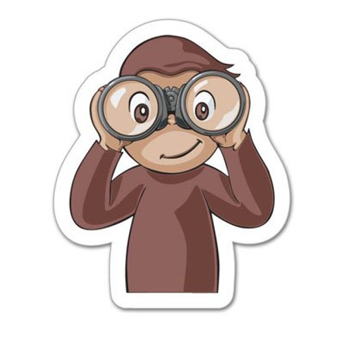 Curious George Binoculars Vynil Car Sticker Decal - Select Size