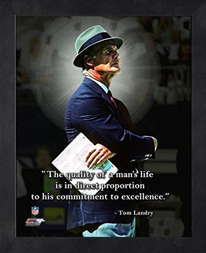 Tom Landry Dallas Cowboys ProQuotes Photo (Size: 12" x 15") Framed