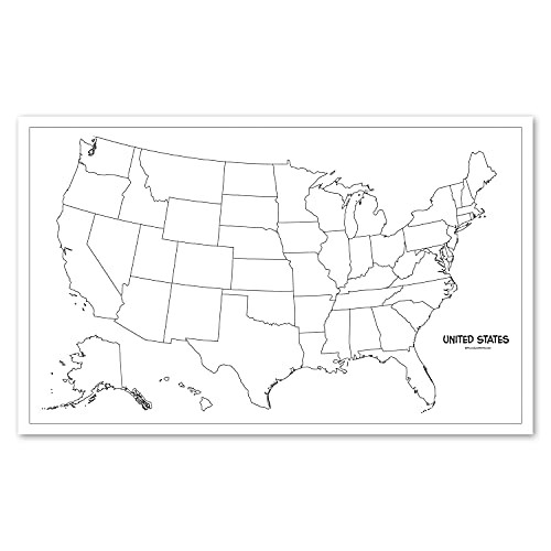 Blank USA Map Outline Poster -LAMINATED, 18" x 29"-