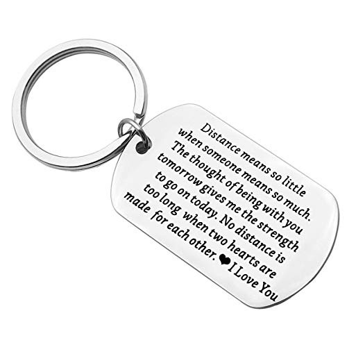 Long Distance Relationships Gifts Couples Keychain for Him Her Distance Means So Little Keyring for Boyfriend Girlfriend Valentines Anniversary Christmas Birthday Gift for Couple Husband wife Jewelry