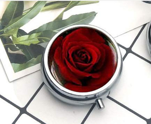 Compact 3 Compartment Medicine Case, Pill Box for Pocket or Purse Pill Box Decorative Pill Case with Gift Box Red Rose Compact 3 Compartment Medicine Case, Pill Box for Pocket or Purse Pill Box Decorative Pill Case with Gift Box Red Rose