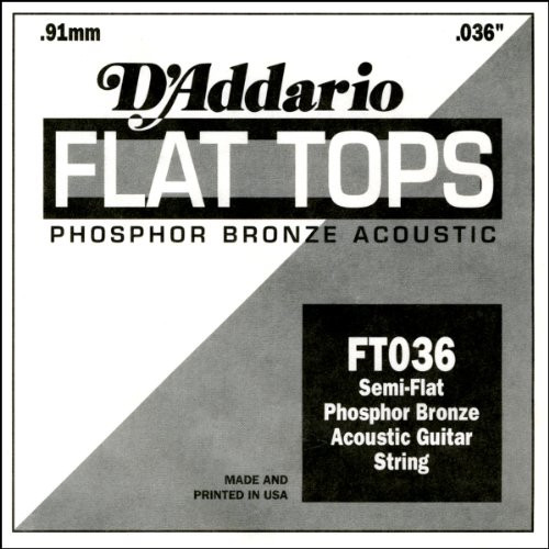D'Addario FT036 Semi-Flat Phosphor Bronze Acoustic Guitar Single String, .036