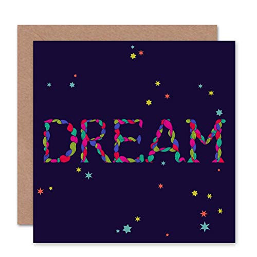Wee Blue Coo Dream Coloured String Typography Night Sky Sealed Greeting Card Plus Envelope Blank Inside